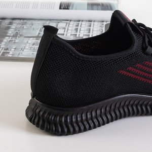 Pantofi sport de bărbați negri Macar cu dungi roșii - Încălțăminte