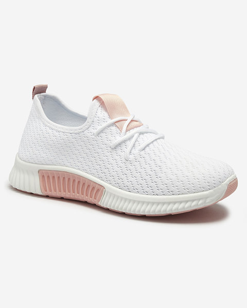 Pantofi sport de damă albi cu inserții roz Kedeti - Încălțăminte