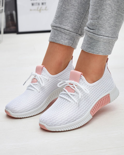 Pantofi sport de damă albi cu inserții roz Kedeti - Încălțăminte