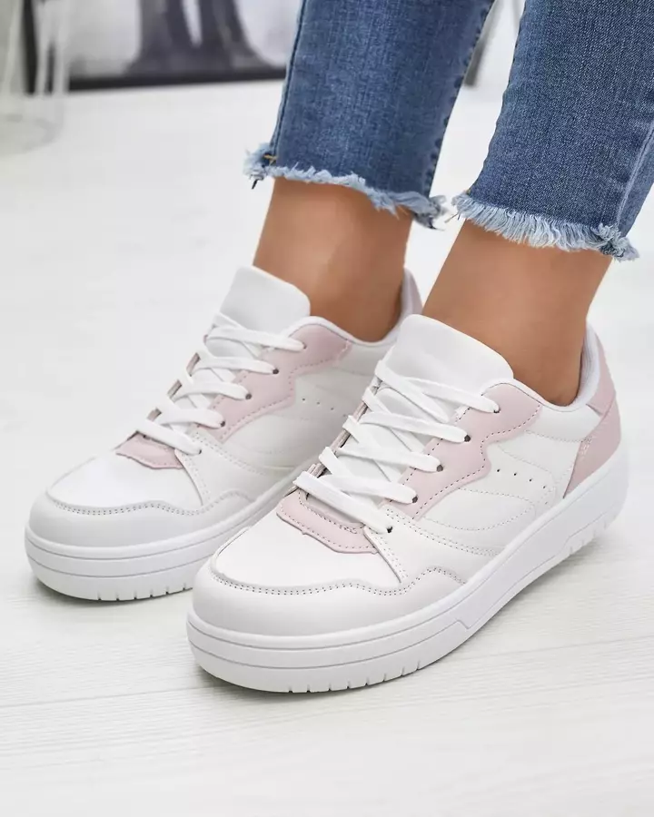 Pantofi sport de damă albi cu inserții roz Tercua- Footwear