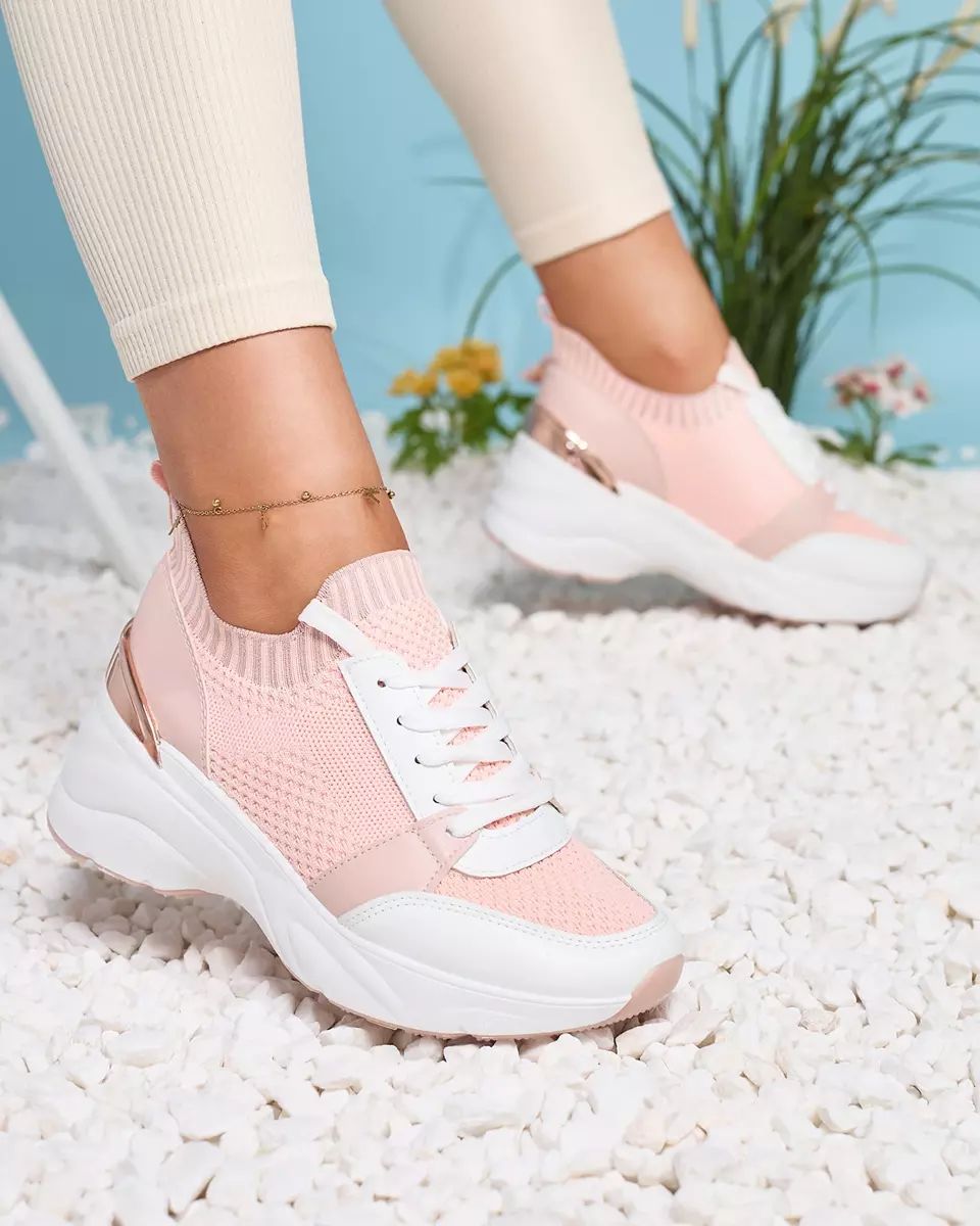 Pantofi sport de damă roz pe toc Ezetta- Footwear
