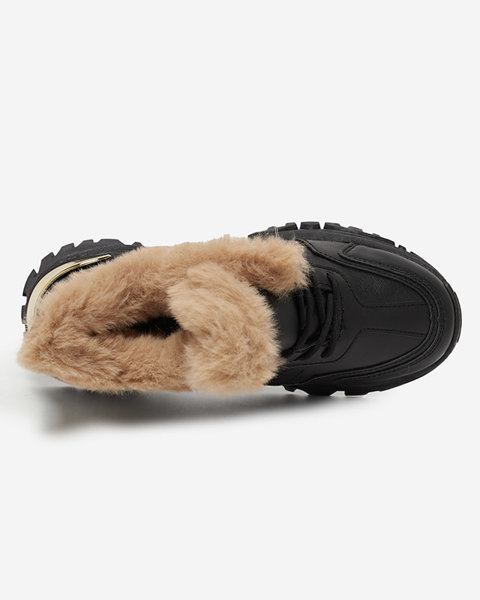 Pantofi sport negri pentru femei cu blana Flixi - Incaltaminte