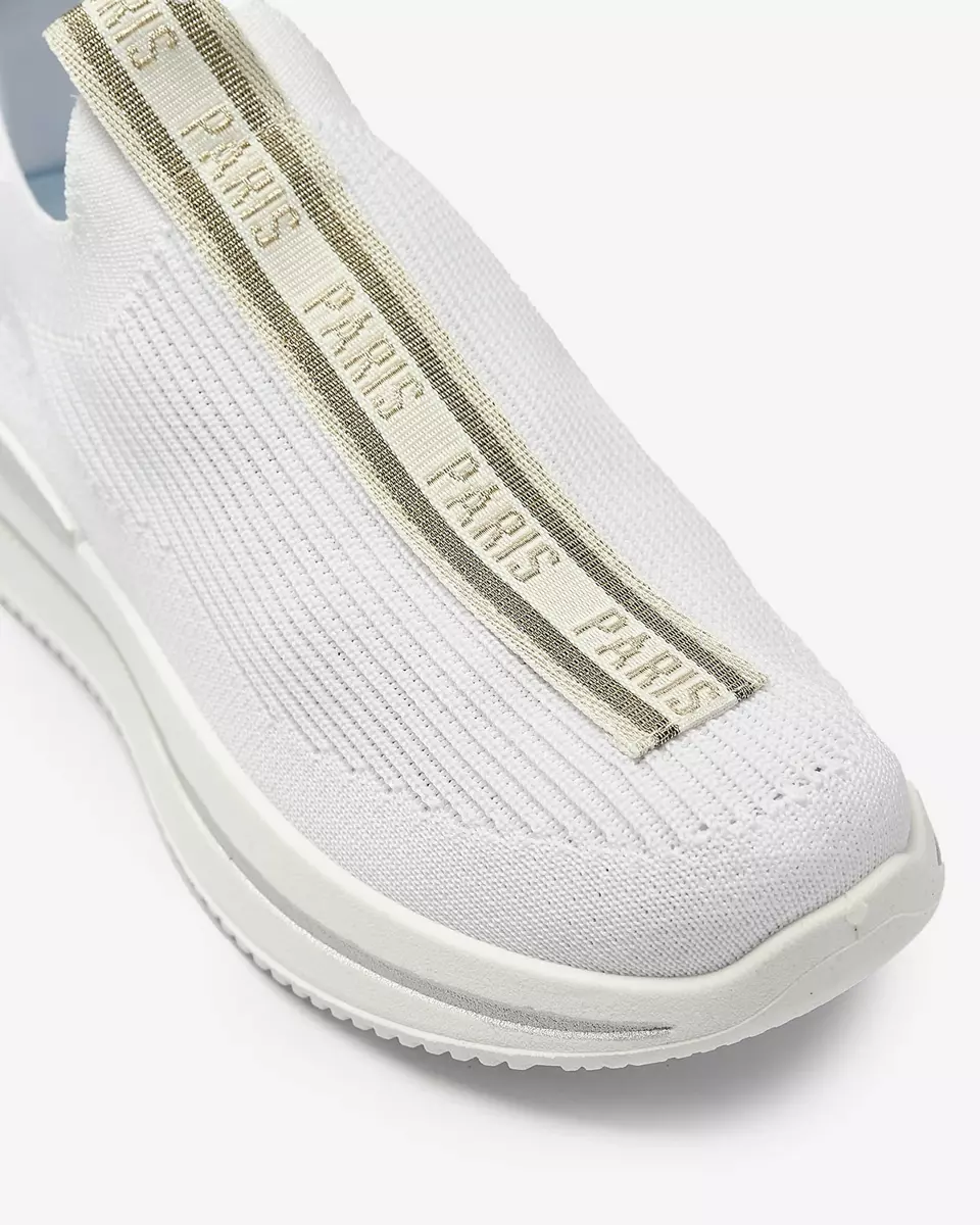 Pantofi sport slip-on de damă cu litere în alb Cerppa- Footwear