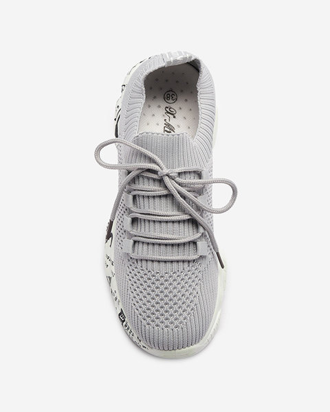Pantofi sport slip-on de damă gri deschis cu inscripție Kejini - Încălțăminte