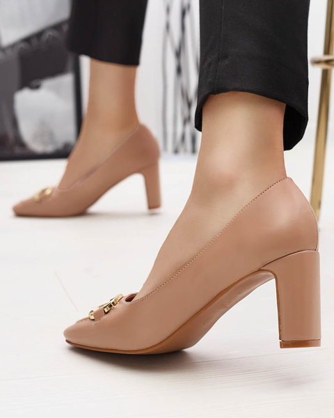 Pantofi stil mocasin maro deschis pentru femei Cancoro- Footwear