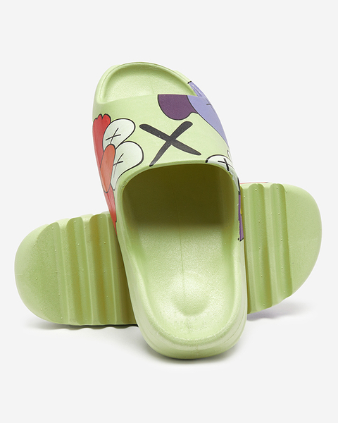 Papuci dama cauciuc verde cu imprimeu Pfizz - Incaltaminte