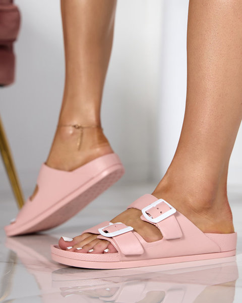 Papuci dama roz cu agrafe. Teliwo - Încălțăminte