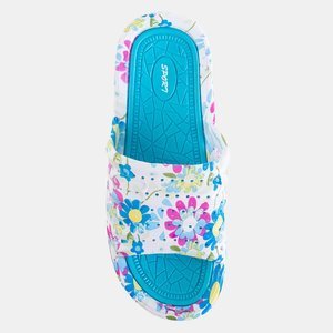 Papuci de cauciuc albastru cu flori Leda - Încălțăminte