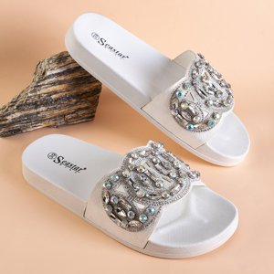 Papuci de cauciuc albi cu ornamente Masandra - Încălțăminte