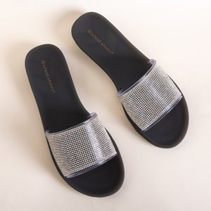 Papuci de cauciuc negri pentru femei cu zirconiu cubic Niamh - Încălțăminte