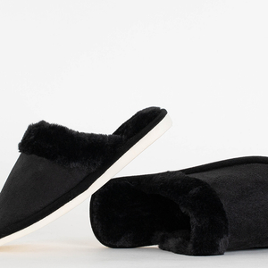 Papuci de damă Poppie blană neagră - Încălțăminte