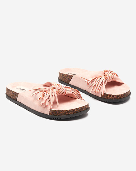 Papuci de dama cu ciucuri roz Guttis - Incaltaminte