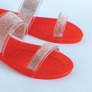 Papuci de damă din cauciuc roșii cu zirconiu cubic Niuci - Încălțăminte