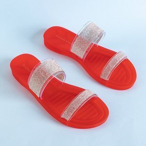 Papuci de damă din cauciuc roșii cu zirconiu cubic Niuci - Încălțăminte