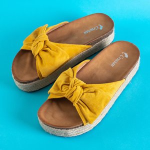 Papuci de damă galbeni cu arc Martyna - Încălțăminte