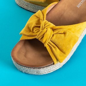 Papuci de damă galbeni cu arc Martyna - Încălțăminte