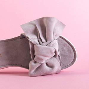 Papuci de damă gri deschis cu arc de Nelesa - Pantofi