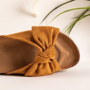Papuci de damă maro cu fundă Martyna - Încălțăminte