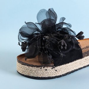 Papuci de damă negri pe platforma Isilda - Încălțăminte