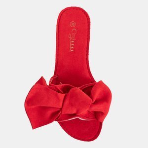Papuci de damă roșii cu arc de Nelesa - Încălțăminte