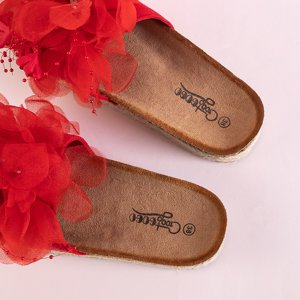 Papuci de damă roșii pe platforma Isilda - Încălțăminte
