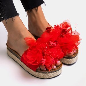 Papuci de damă roșii pe platforma Isilda - Încălțăminte