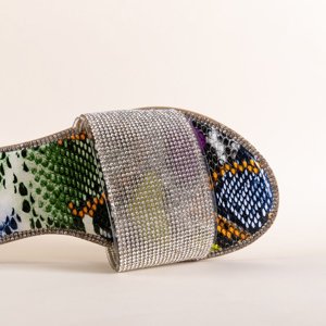 Papuci de damă șarpe multicolor cu zirconiu cub Verina - Încălțăminte