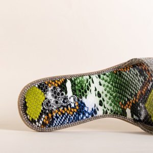 Papuci de damă șarpe multicolor cu zirconiu cub Verina - Încălțăminte
