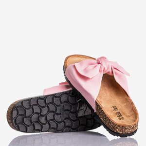 Papuci de soare roz cu fundă - Încălțăminte