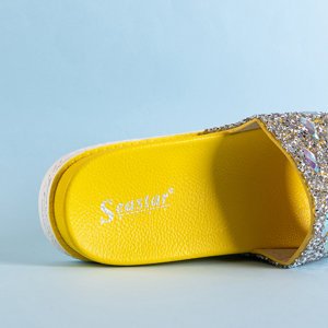 Papuci galbeni cu platformă pentru femei, cu zirconiu cubic Sailor - Încălțăminte