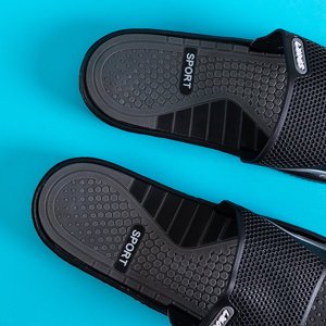 Papuci negri cu element gri pentru bărbați Smorty - Încălțăminte