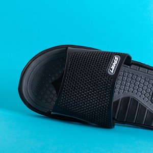 Papuci negri cu element gri pentru bărbați Smorty - Încălțăminte