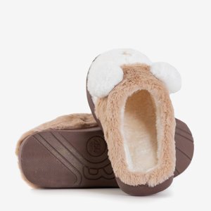 Papuci pentru femei Plainet maro și alb - Încălțăminte