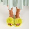 Papuci verde neon cu blană Millie - Încălțăminte