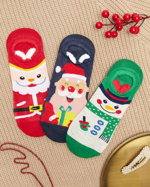 Picioare colorate pentru femei cu imprimeu de Crăciun 3/pachet - Lenjerie intimă