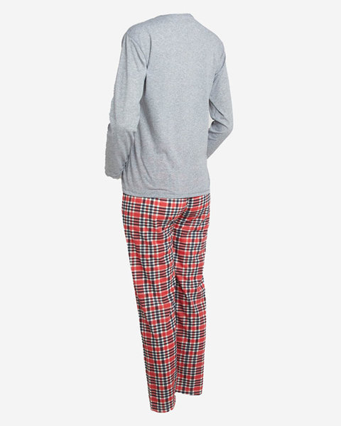 Pijama de damă gri din 2 piese cu imprimeu de Crăciun- Îmbrăcăminte