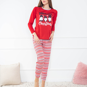 Pijamale 2 piese pentru femei de Crăciun roșu cu imprimeu - Îmbrăcăminte