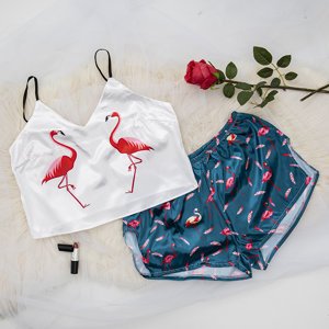 Pijamale flamingo verde închis pentru femei - Îmbrăcăminte