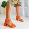 Pomarańczowe sandały damskie na niskim słupku Niusty - Obuwie