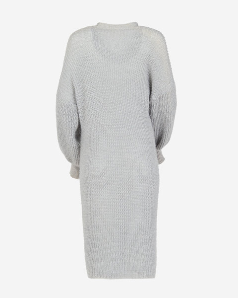 Pulover cardigan lung moale, gri deschis, pentru femei - Îmbrăcăminte