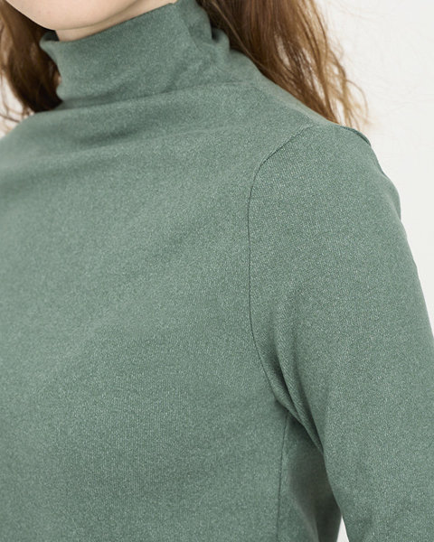 Pulover verde cu guler mediu pentru femei - Îmbrăcăminte