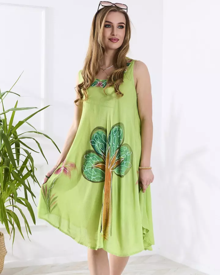 Rochie a'la cuvertură de pat verde pentru femei cu motiv floral - Îmbrăcăminte