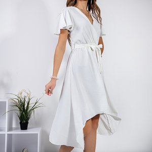 Rochie albă asimetrică până la genunchi - Îmbrăcăminte