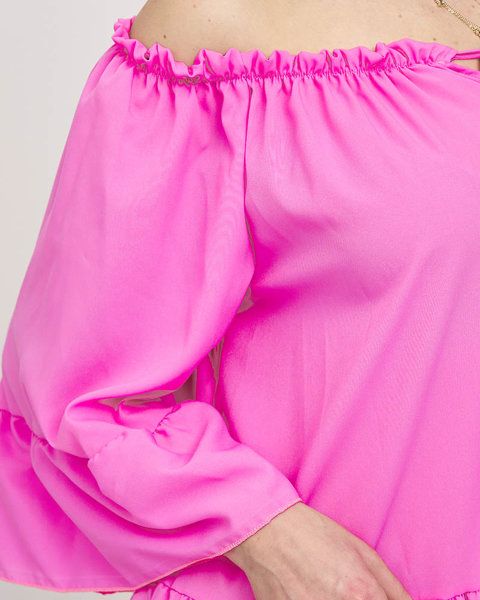Rochie cu volane roz închis pentru femei a'la hiszpanka PLUS SIZE - Îmbrăcăminte