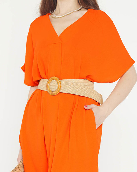 Rochie de dama oversize portocalie cu curea - Imbracaminte