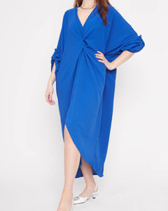 Rochie de dama supradimensionata albastru bleumarin cu volane - Imbracaminte