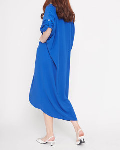 Rochie de dama supradimensionata albastru bleumarin cu volane - Imbracaminte