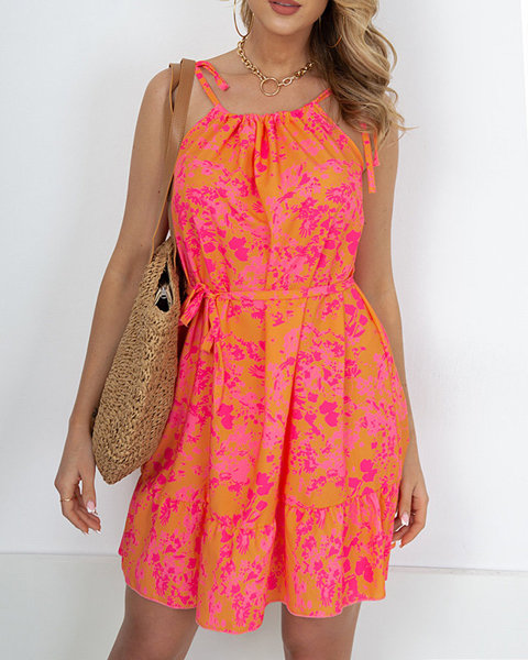 Rochie de vara cu model portocaliu pentru femei - Imbracaminte