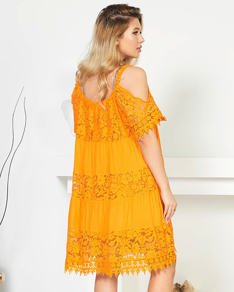 Rochie de vară din dantelă portocalie pentru femei - Îmbrăcăminte