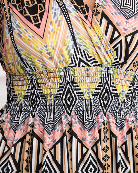 Rochie maxi dama cu imprimeu geometric in imbracaminte bej - Imbracaminte